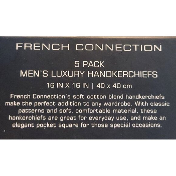 French Connection Mens Luxury Handkerchiefs 5 Pack 16x16 Cotton Blend Christmas - Picture 3 of 3